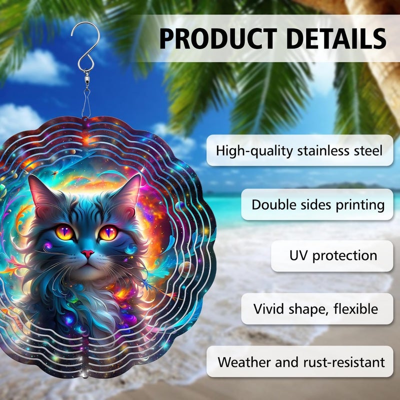 PODMemory Celestial Cat Wind Spinner, Celestial Cat Wind Spinner Hanging for Yard and Garden, Unique Gift Wind Spinner, 3D Hanging Wind Spinner Outdoor - Image 4